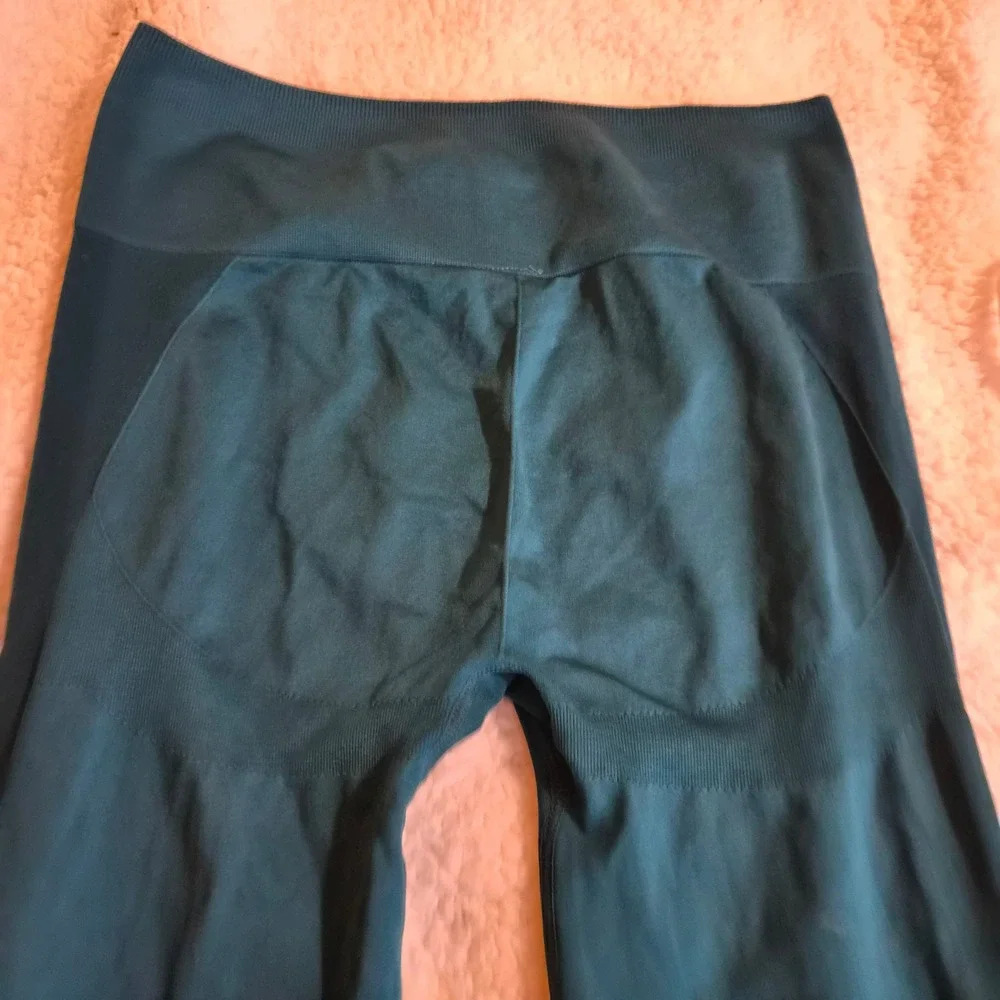 Seamless High Waisted Mesh Detail Athletic Leggings Teal Green Yoga Pant gymwear